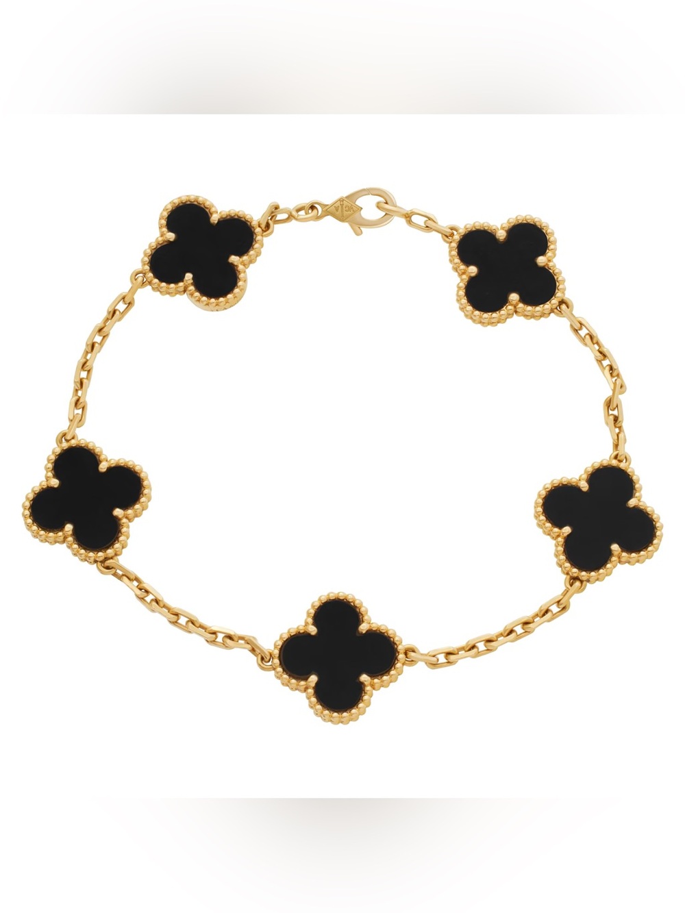 Van Cleef & Arpels Vintage Alhambra 5 Motifs Bracelet 18K Gold and Onyx - Gold